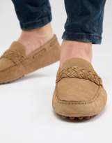 Thumbnail for your product : ASOS DESIGN Driving Shoes In Stone Suede with Braid Detail