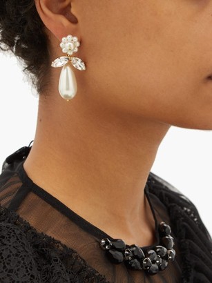 Simone Rocha Crystal And Faux-pearl Drop Earrings - Pearl