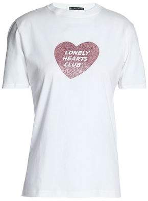 ALEXACHUNG Glittered Cotton-Jersey T-Shirt