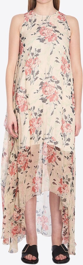 Loewe Peony Print Silk Maxi Dress