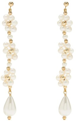 Eliou Veral floral pearl beaded drop earrings