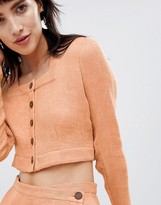 Thumbnail for your product : ASOS Pleated Button Through Crop Top