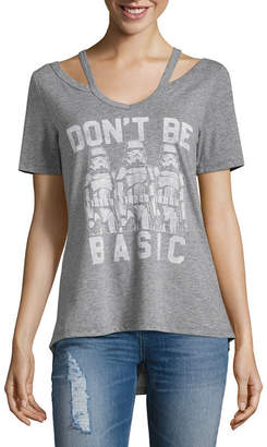 Fifth Sun Short Sleeve V Neck Star Wars Graphic T-Shirt-Juniors