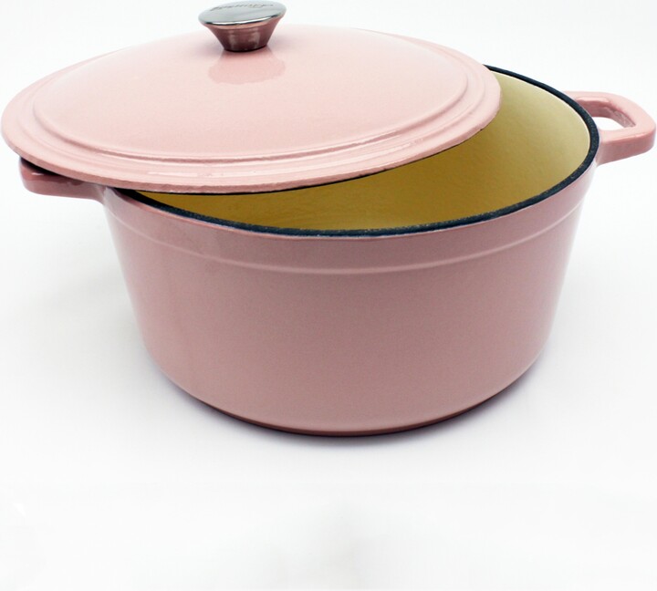 Dutch Oven Pot with Lid, Enameled Cast Iron Coated Deep 6QT, Pink