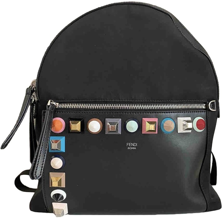 fendi black leather backpack