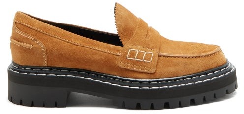 chunky tan loafers