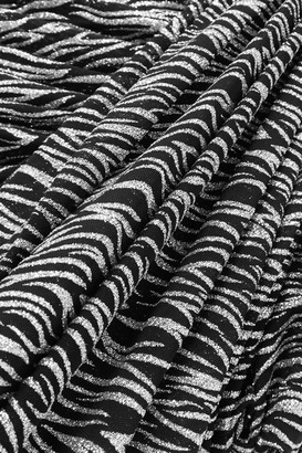 Redemption One-sleeve Draped Glittered Zebra-print Tulle Mini Dress - Black