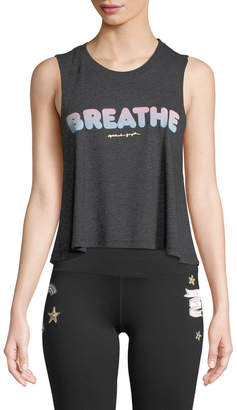 Breathe Cropped Graphic Muscle Tank