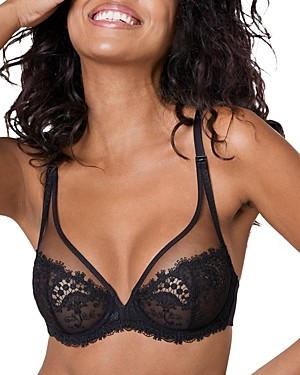 Figleaves Curve Opulence non padded sheer embroidered plunge bra