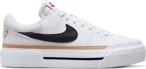 Women's Nike Court Legacy Lift Sneakers 6 Regular White/Black-Hemp-Team Orange