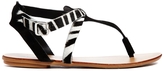 Thumbnail for your product : Pieces Cathie Black/Zebra Suede Flat Sandals