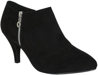 Yours Clothing Black Suedette Zip Up Shoe Boots In EEE Fit