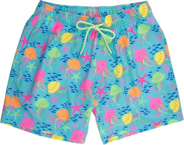 RuggedButts RuggedButtsUPF50+Men'sStretchSwimTrunks-NeonJellyTime,Men'sS