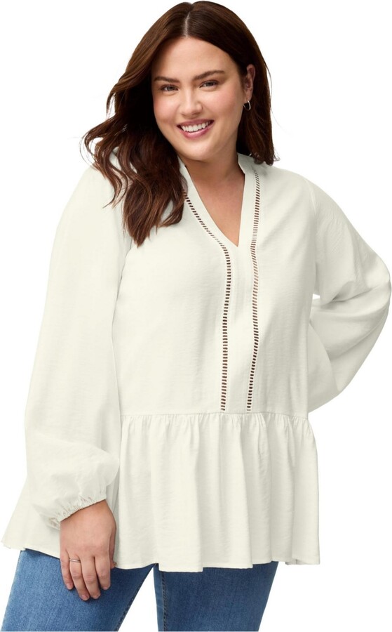 Ellos Women's V-Neck Peplum Tunic