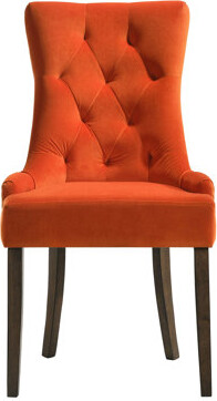 Rosdorf Park 2pcs Rectangular Chairs With Soft Orange Back - Relax In Style Velvet Dining (2 Units) Luxurious And Elegant