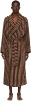 Thumbnail for your product : Tekla Brown & Pink Striped Bath Robe