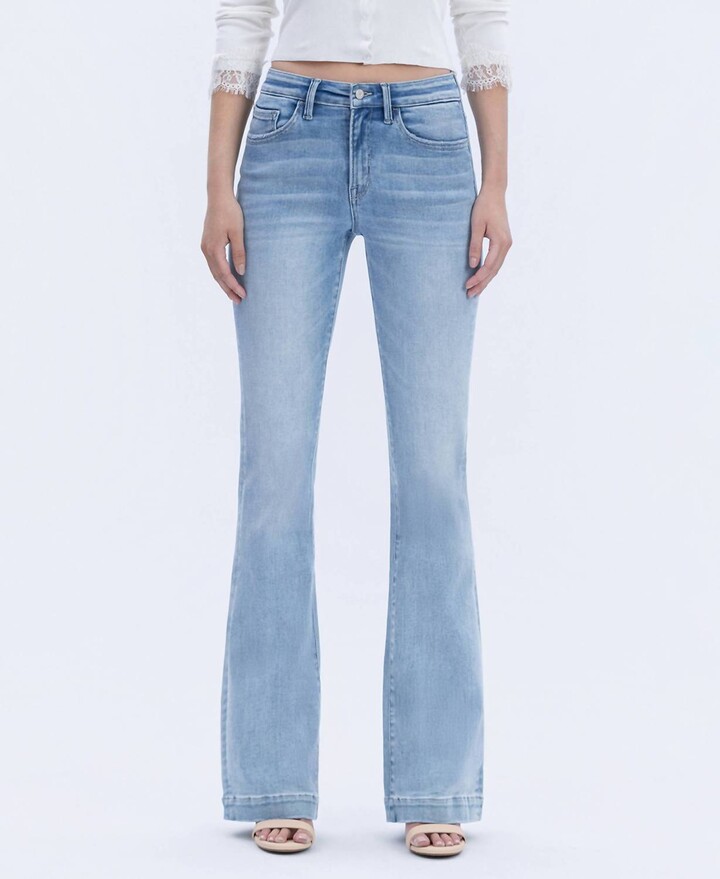 VERVET BY FLYING MONKEY Miranda Midrise Bootcut Trouser Hem Jean In Blue