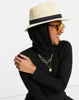 Thumbnail for your product : ASOS DESIGN straw adjustable trilby hat in beige