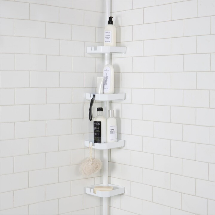 Hirise Four Corner Standing Shower Caddy With 9' Tension Pole Rust