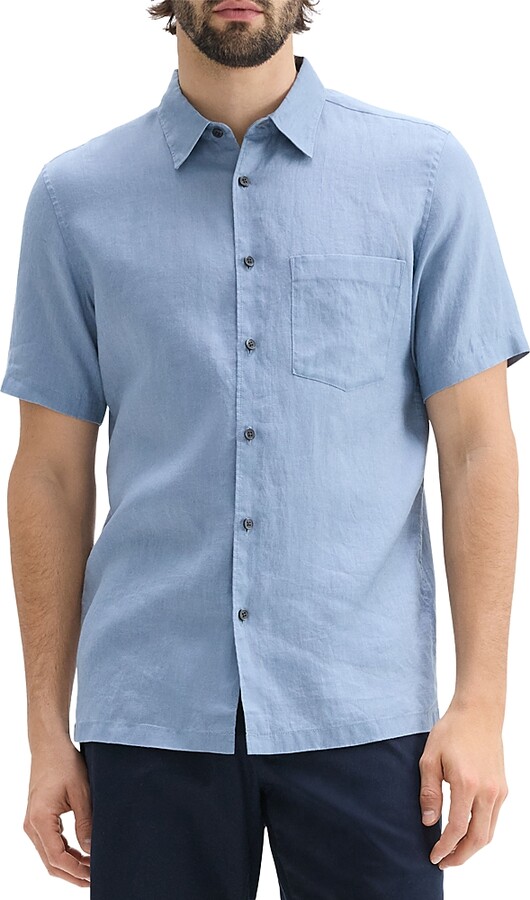 Theory Irving Short-Sleeve Shirt in Relaxed Linen