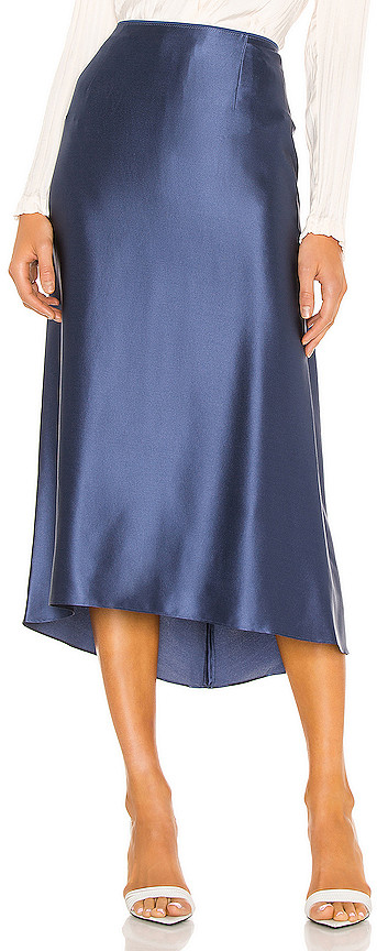 vince metallic satin slip skirt