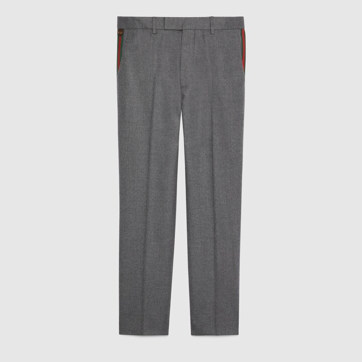 Grey Flannel Wool Pants For Men