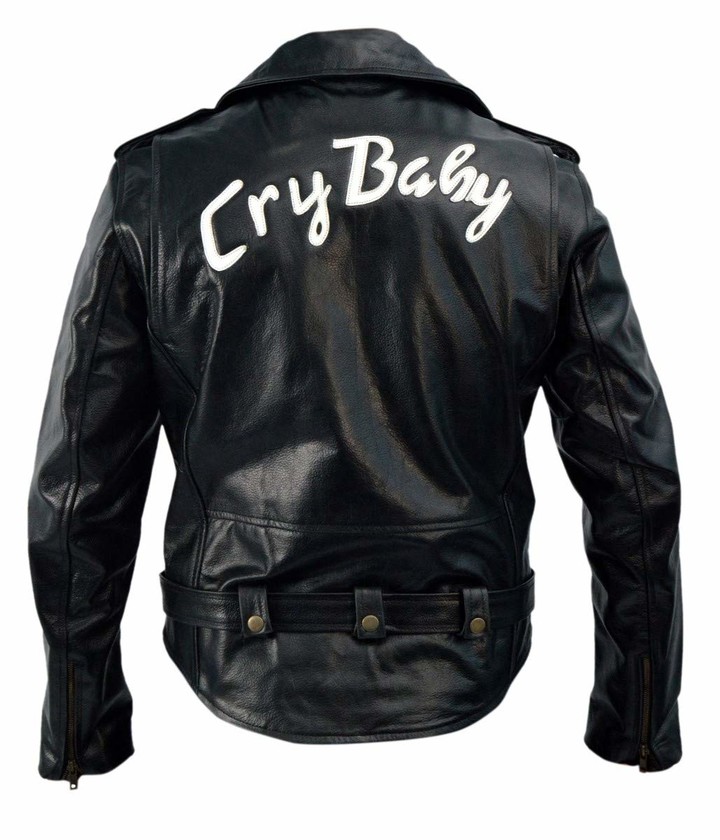 Feather Skin Johnny Depp Black Leather Cry Baby Motorcycle Jacket M