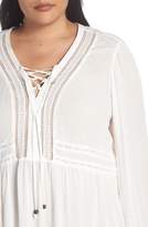 Thumbnail for your product : Seven7 Lace-Up Crinkled Jacquard Top(Plus Size)