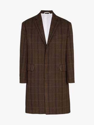Calvin Klein Check print wool-silk blend coat