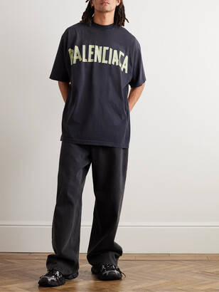 Balenciaga Oversized Distressed Logo-Print Cotton-Jersey T-Shirt - ShopStyle