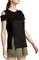Thumbnail for your product : Halston Cold-Shoulder Linen Tee