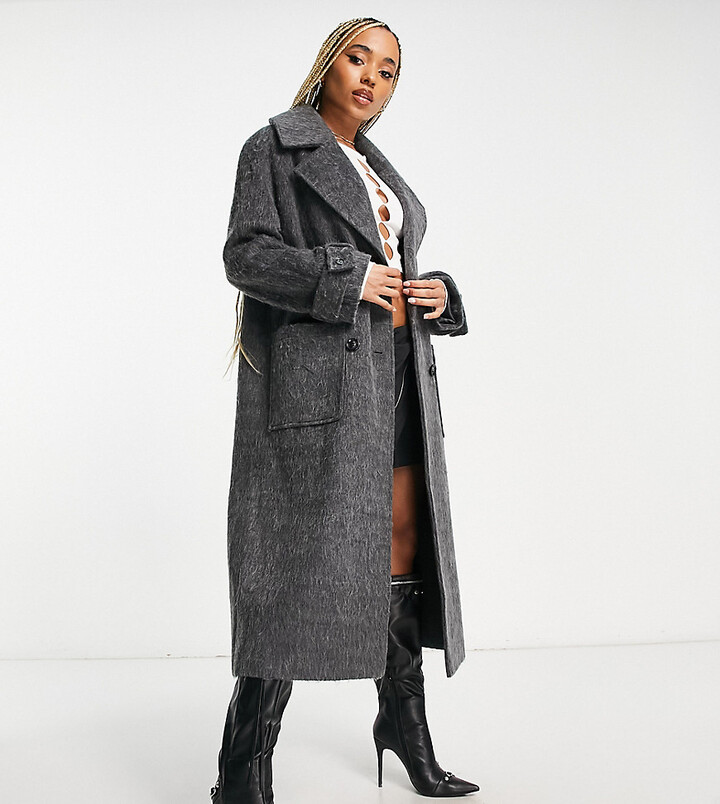Asyou sculptured longline coat in black Clearance