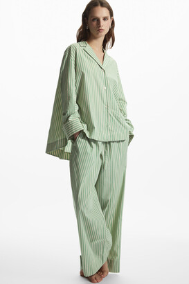 COS Striped Wide-Leg Poplin Pyjama Trousers - ShopStyle Pajamas