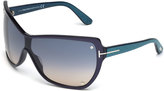 Thumbnail for your product : Tom Ford Ekaterina Shield Sunglasses with Screws, Blue