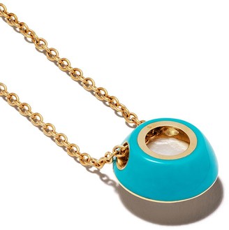 Ippolita 18kt yellow gold and turquoise ceramic Lollipop Carnevale crystal and diamond pendant necklace