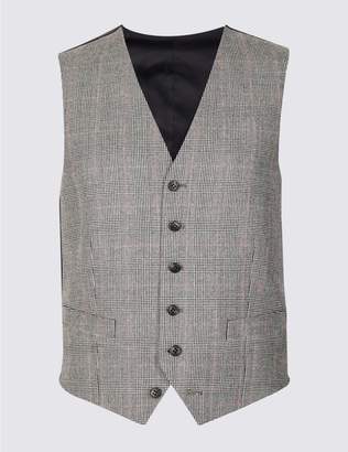Marks and Spencer Checked Tailored Fit Wool Waistcoat