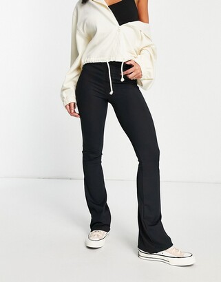 Topshop ribbed flared pant in black - ShopStyle