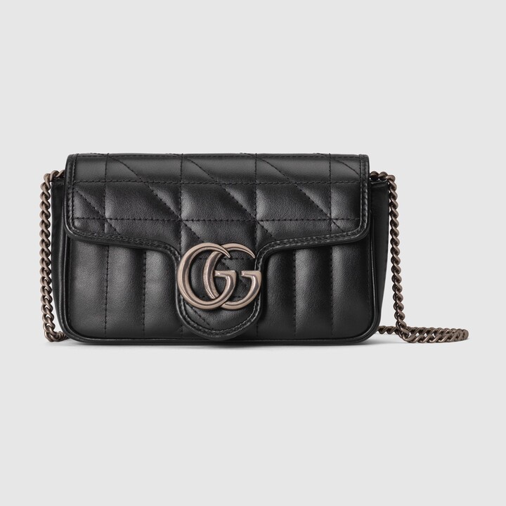 GUCCI GG Marmont Super Mini Shoulder Bag Leather Pink 476433 Purse