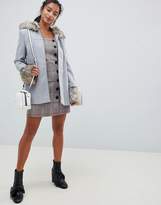 Thumbnail for your product : Miss Selfridge Petite petite fur trim swing coat in pale grey