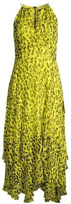 Nanette Lepore Leopard Print Chiffon Handkerchief Midi Dress