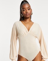 Thumbnail for your product : Parallel Lines v neck body with blouson sleeves in natural