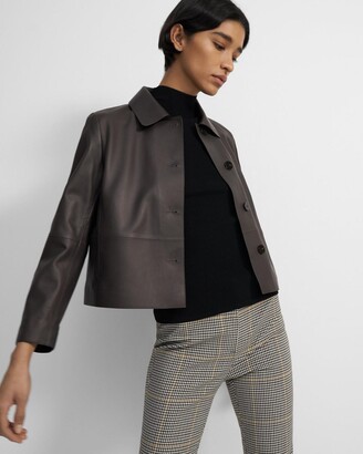 theory cropped leather jacket