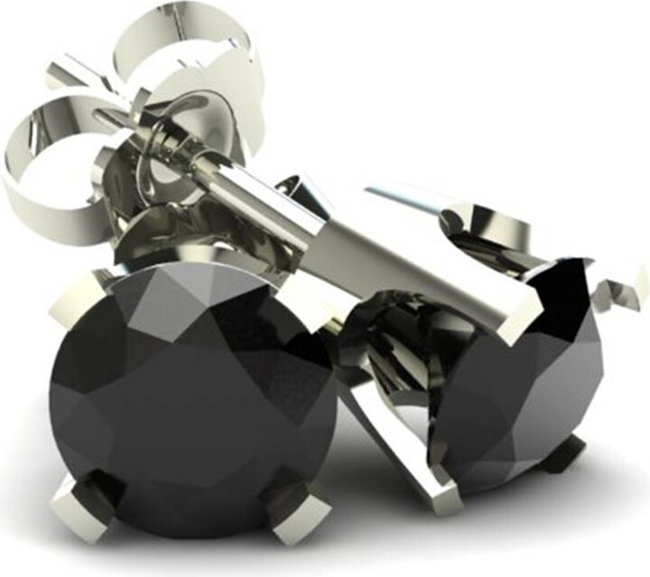 Pompeii3 .25 Ct Round Heat Treated Black Diamond 14K White Or Yellow Gold Studs Earrings in Classic Setting