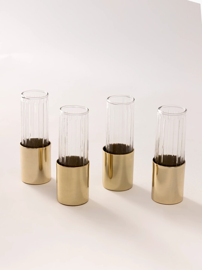 Fleck Fluted Glass Bud Vases - Set of 4