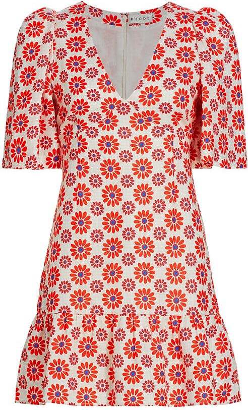 Rhode Resort Women's Mariana Dress, Retro Fleur, Pink, 2