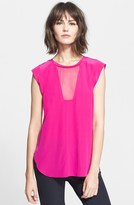 Thumbnail for your product : Rebecca Taylor 'Charlie' Chiffon Inset Silk Top