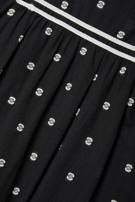 Ulla Johnson Blanche Tiered Embroidered Cotton-voile Mini Dress - Black