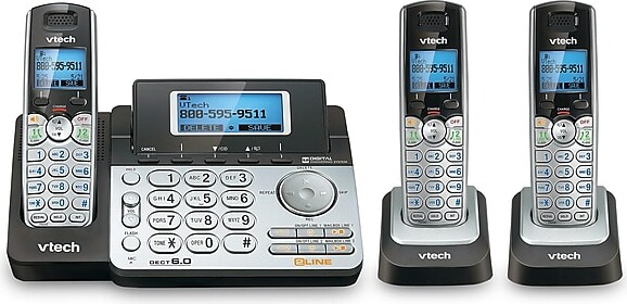 Vtech 3-Handset Cordless Telephone, Silver/Black (80-1292-00)