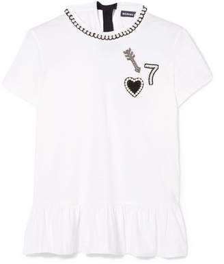 Markus Lupfer Heart Arrow No7 Appliquéd Embellished Stretch-cotton Jersey T-shirt