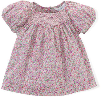 Ralph Lauren Childrenswear Floral-Print Bubble-Sleeve Lawn Blouse, Pink/Purple, Size 9-24 Months